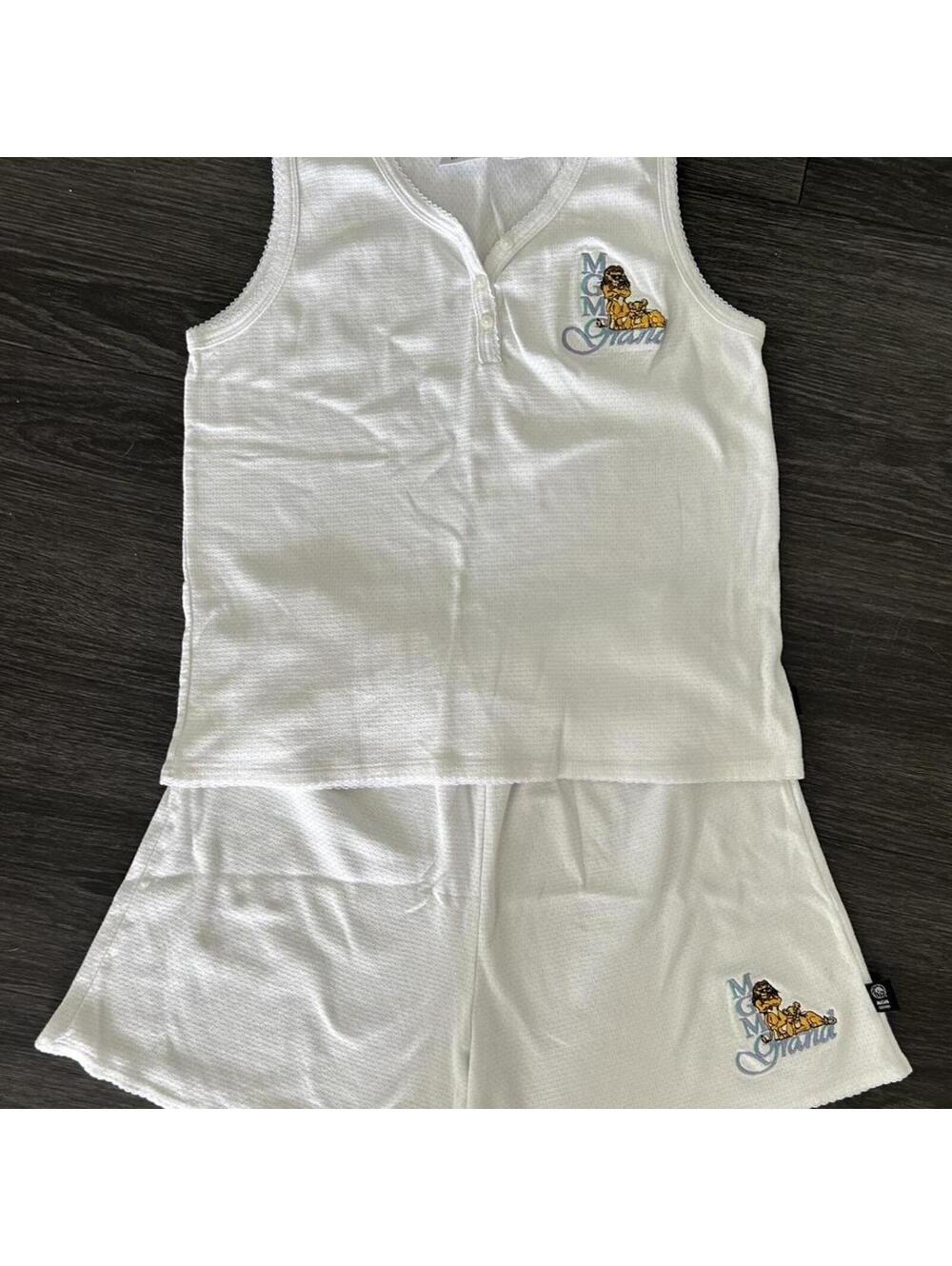 1998 MGM Grand white tank top and shorts set
